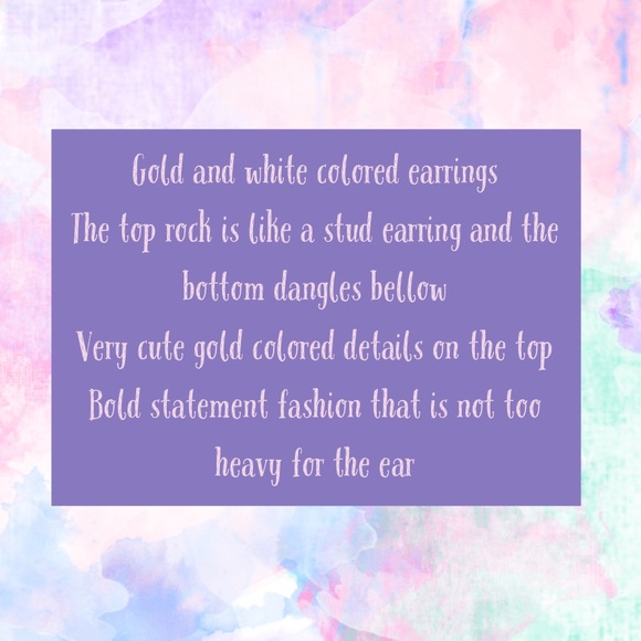 White and Gold Color Resin Drop Earrings - Picture 4 of 4